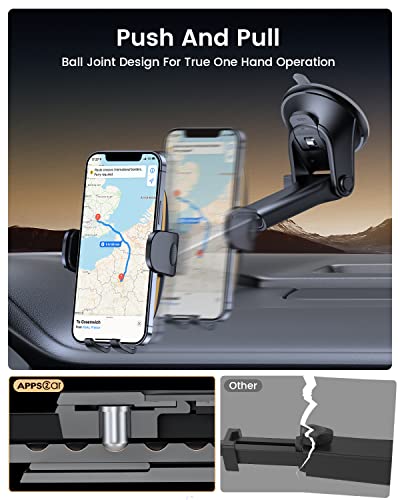 APPS2Car Windshield Phone Mount for Car, 3-in-1 Universal Hook Vent Dashboard Suction Cup Phone Holder for Car/Truck/SUV Compatible with 4-6.5'' Phone, iPhone 13/12 Series/Samsung and More