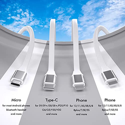 SIQIWO 2.9FT Multi Retractable Fast Charger Cord 3A, One-Way Retractable 4-in-1 USB Charging Cable for 2IP Type C Micro USB Compatible with Cell Phones/Tablets/Samsung Galaxy/Google Pixel/Sony/LG/PS4