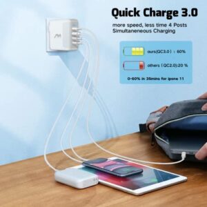 USB C Charger 40W, Amlink 4 Port USB Wall Charger, QC 3.0 Fast Charging Block, USB Charger with Foldable Plug Power Adapter for iPhone 14/14 Pro/14 Pro Max/13/13Pro, iPad, Airpods, Galaxy, Note, Pixel