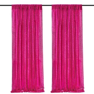 fuchsia sequin backdrop curtain panels stage 2 pieces 2ftx8ft wedding party background drapes