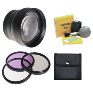 58mm 2.2x Super Telephoto Lens (Stronger Alternative To Olympus TCON-17) + Stepping Ring 55mm-58mm + 55mm 3 Piece Filter Kit, Includes Ultraviolet, Polarizer & Fluorescent + Nwv Direct 5 Piece Cleaning Kit