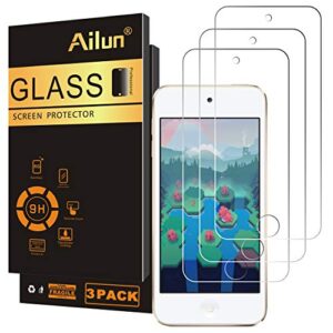 ailun screen protector for ipod touch 7/6/5 curved edge tempered glass 3pack compatible with ipod touch 7th generation 2019 released 6th generation 2015 released 5th generation case friendly