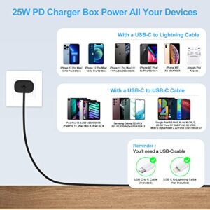 25W Samsung Super Fast Charger Type C Charger Block for Samsung Galaxy A14 5G/A53/A23/A13/S23/Z Fold 4/S21 FE/A03s/Z Flip4/S22,Pixel 7/6a/5,USB C Box Wall Adapter+6ft Android USB C to C Charging Cable