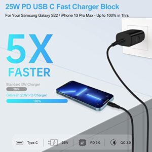 25W Samsung Super Fast Charger Type C Charger Block for Samsung Galaxy A14 5G/A53/A23/A13/S23/Z Fold 4/S21 FE/A03s/Z Flip4/S22,Pixel 7/6a/5,USB C Box Wall Adapter+6ft Android USB C to C Charging Cable