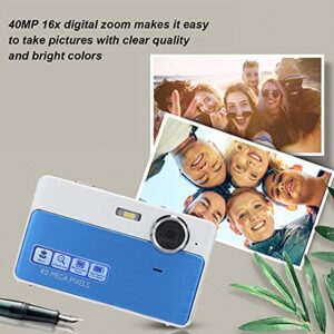 40MP Digital Camera 2.4 Inch Screen Mini Video Camera with 16x HD Digital Zoom 32GB Digital Cameras for Photography (Blue)