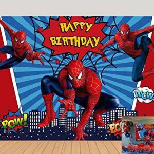 Red Spiderman Photo Backdrops Super City Spiderman Boys Baby Shower Birthday Party Decoration Photography Background Superhero Citycape Kids Studio Booth Props 5x3ft