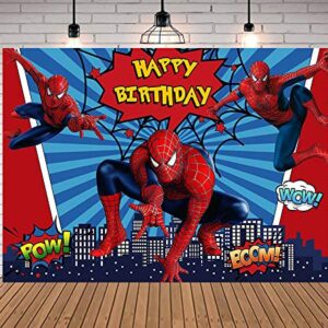 Red Spiderman Photo Backdrops Super City Spiderman Boys Baby Shower Birthday Party Decoration Photography Background Superhero Citycape Kids Studio Booth Props 5x3ft