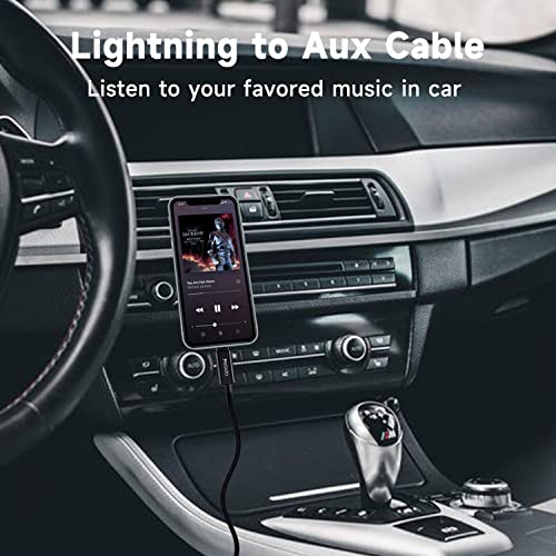 YESIDO Aux Cord for iPhone, 3.5mm Aux Cable for Car, Headphone, Speaker and Home Stereo, Compatible with iPhone 13/12/11/XS/XR/X 8/iPad/iPod, Support iOS 15-1.2M/3.94ft(Black)