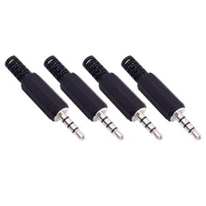 fancasee 4 pack 3.5mm replacement repair plug jack trrs 4 pole stereo male plug 1/8″ 3.5mm solder type diy audio cable connector for headphone headset earphone microphone cable repair