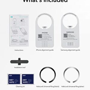 ESR HaloLock Universal MagSafe Ring, Magnetic Wireless Charging Conversion Kit, MagSafe Sticker, Compatible with iPhone 14/14 Plus/14 Pro/14 Pro Max/13/12 Series, Galaxy S22, 2 Pack, Black and Silver