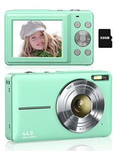 digital camera for kids, lecran 1080p 44mp kids camera with 32gb card point and shoot camera with 16x zoom, compact portable cameras christmas birthday gift for children kids teens girl boy(green)