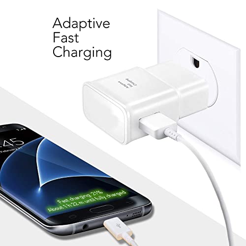 Wall Charger Kit Adaptive Fast Charge Compatible Samsung Galaxy S7 / S7 Edge / S6 / S6 Plus / A6 / J7 / J3 / Note5 4, USB 2.0 Charger Plug and Micro USB Cable (2 Pack)