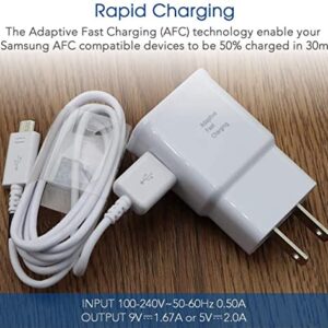 Wall Charger Kit Adaptive Fast Charge Compatible Samsung Galaxy S7 / S7 Edge / S6 / S6 Plus / A6 / J7 / J3 / Note5 4, USB 2.0 Charger Plug and Micro USB Cable (2 Pack)