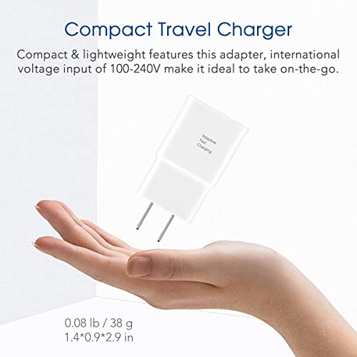 Wall Charger Kit Adaptive Fast Charge Compatible Samsung Galaxy S7 / S7 Edge / S6 / S6 Plus / A6 / J7 / J3 / Note5 4, USB 2.0 Charger Plug and Micro USB Cable (2 Pack)