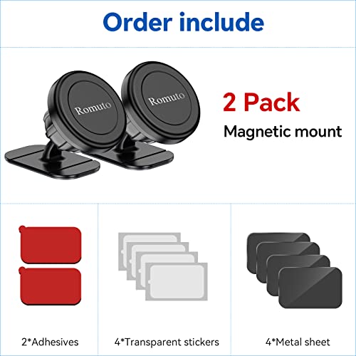 【 2-PACK 】Magnetic Phone Car Mount,【 Super Strong Magnet 】Magnetic Car Phone Holder for Dashboard 【 360° Rotation 】Universal Magnetic Dash Mount Cell Phone Holder iPhone Car Mount Fits All Smartphones