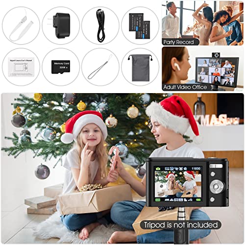 Digital Camera, Bofypoo Autofocus Kids Vlogging Camera FHD 1080P 48MP with 32GB Memory Card, 16X Zoom Point and Shoot Digital Camera, Compact Camera for Teens,Beginners