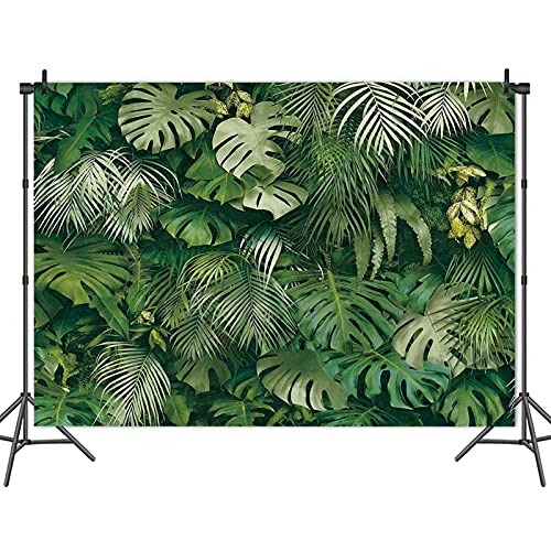 Tropical Green Leaves Theme Photography Backdrops 7X5FT Vinyl Wedding Bride Shower Party Decor Newborn Baby Shower Banner Photo Background Studio Shooting Props