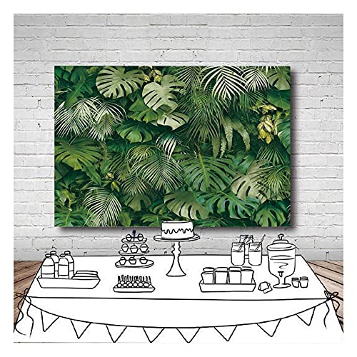 Tropical Green Leaves Theme Photography Backdrops 7X5FT Vinyl Wedding Bride Shower Party Decor Newborn Baby Shower Banner Photo Background Studio Shooting Props