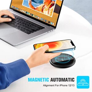 Magnetic Wireless Charger, Vebach Fast Aluminum Wireless Charging Pad with Detachable Cable Compatible with iPhone 14/14 plus/13/13 Pro/13 Pro Max/13 Mini, 12/12 Pro/12 Pro Max, AirPods 3 2 Pro etc