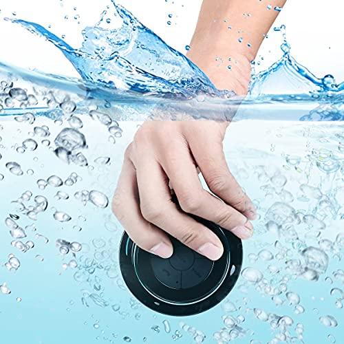 HAISSKY Bluetooth Shower Speakers, Portable Wireless Waterproof Speaker with Suction Cup, Pairs Easily to Phones, Tablets, Computer (Black & Blue)