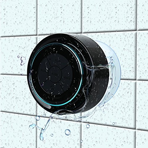 HAISSKY Bluetooth Shower Speakers, Portable Wireless Waterproof Speaker with Suction Cup, Pairs Easily to Phones, Tablets, Computer (Black & Blue)