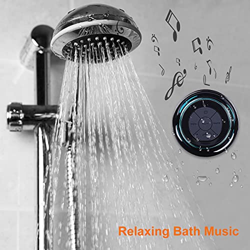 HAISSKY Bluetooth Shower Speakers, Portable Wireless Waterproof Speaker with Suction Cup, Pairs Easily to Phones, Tablets, Computer (Black & Blue)