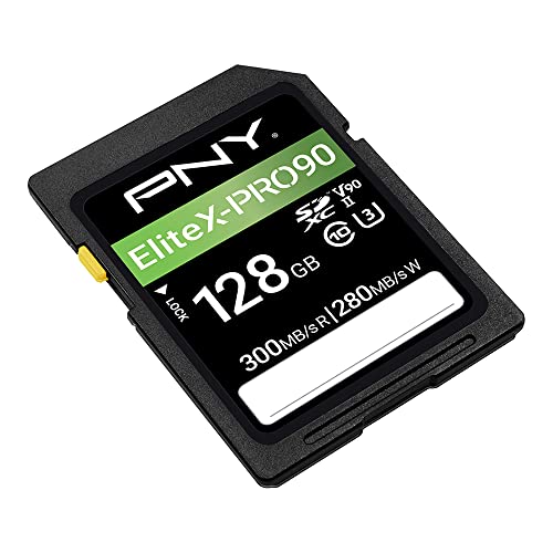 PNY 128GB EliteX-PRO90 Class 10 U3 V90 UHS-II SDXC Flash Memory Card