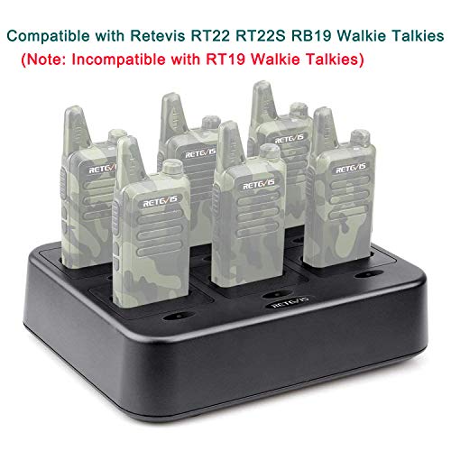 Retevis RT22 Six-Way Charger Multi Unit Charger Compatible with Retevis RT22 RT22S RB19 RB19P Walkie Talkie (1 Pack)