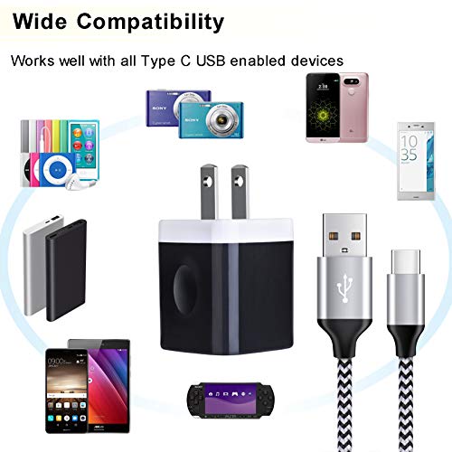 Type C Wall Charger, 5V/1A Charging Block Wall Charger Plug Cube Brick with 6ft USB C Cable Type C Charger Cable Cord for Samsung Galaxy S23 Ultra S22 Ultra 5G S22 S21 S20, Pixel 7 6 Pro 6a 5a 5 4 XL