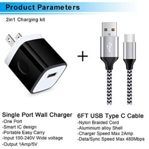 Type C Wall Charger, 5V/1A Charging Block Wall Charger Plug Cube Brick with 6ft USB C Cable Type C Charger Cable Cord for Samsung Galaxy S23 Ultra S22 Ultra 5G S22 S21 S20, Pixel 7 6 Pro 6a 5a 5 4 XL