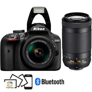 Nikon D3400 24.2MP DSLR Camera w/AF-P 18-55 VR & AF-P DX 70-300mm VR Dual Lens Accessory Bundle - (Renewed) (Black)