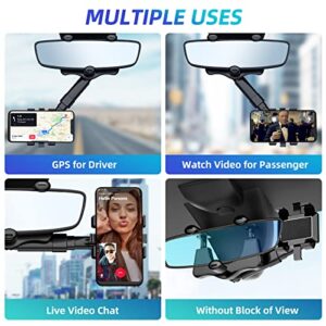 2022 Rotatable and Retractable Car Phone Holder-2Pack, Multifunctional Adjustable Car Phone Mount, 360° Rotation Adjustment, Hands-Free Rear View Mirror Car Mount Size H:1.97-2.95", T:1.18-2.36"