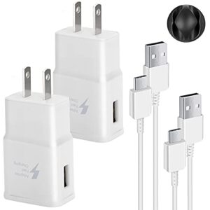 charger for samsung galaxy s9, swadaws 2 pack adaptive fast wall android cell phone tablet charger station adapter with usb type c cable compatible samsung galaxy s20 s10 s10e s8 plus/note 8 9 (white)