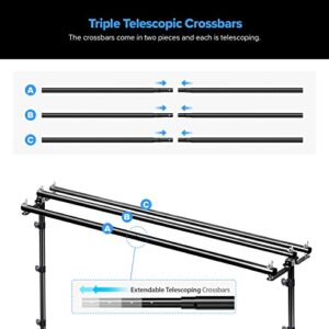 LimoStudio 10 x 9.6 feet Backdrop Stand with Triple Crossbar Background Support System, Easy Length Adjustment, Spring Clamps, Photography Video Event Occasion, AGG3159