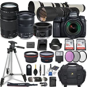 canon eos 6d mark ii dslr camera w/ 7 lens bundle including ef 24-105mm f/3.5-5.6 is stm + 2.2x telephoto & 0.43x aux wide angle lens + 2pcs 32gb sd + accessories with premium commander kit (32 items)