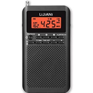 NOAA Weather AM FM Radio Portable Battery Operated by 2 AA Batteries with Stereo Earphone, LCD Display Digital Alarm Clock Sleep Timer,Best Reception,Built in Speaker Best Sound Quality(Black)