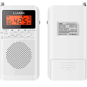 NOAA Weather AM FM Radio Portable Battery Operated by 2 AA Batteries with Stereo Earphone, LCD Display Digital Alarm Clock Sleep Timer,Best Reception,Built in Speaker Best Sound Quality(Black)