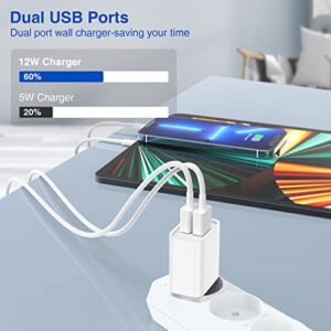 [Apple MFi Certified] iPhone Charger with Block 10 ft Cable, USB Wall Charger and Long 10 Feet Lightning Cord, 12W 2 Ports Charging Plug Block Box for iPhone 12/11/XR/X/Xs/Xr/8/7/6/6s Plus/SE/5c/iPad