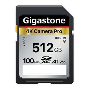 gigastone 512gb sd card v30 sdxc memory card high speed 4k ultra hd uhd video compatible with canon nikon sony pentax kodak olympus panasonic digital camera, with 1 mini case