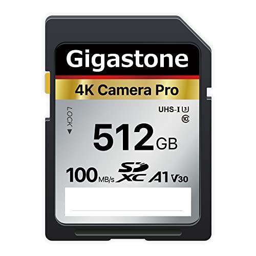 Gigastone 512GB SD Card V30 SDXC Memory Card High Speed 4K Ultra HD UHD Video Compatible with Canon Nikon Sony Pentax Kodak Olympus Panasonic Digital Camera, with 1 Mini case