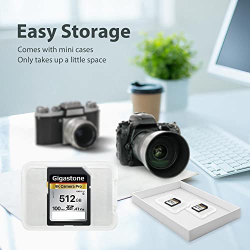 Gigastone 512GB SD Card V30 SDXC Memory Card High Speed 4K Ultra HD UHD Video Compatible with Canon Nikon Sony Pentax Kodak Olympus Panasonic Digital Camera, with 1 Mini case