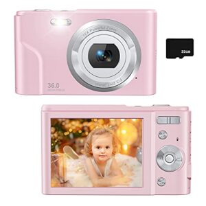 digital camera for kids boys and girls – 36mp children’s camera with 32gb sd card£¬full hd 1080p rechargeable electronic mini camera for students, teens, kids