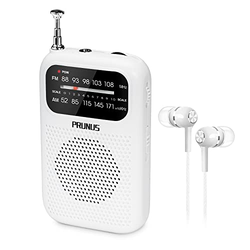 PRUNUS J-777 Pocket Radios Portable AM FM Small Walkman Radio with Best Reception, 2 AAA Battery Operated Transistor Radio with Headphone & Speaker for Walk/Jogging/Gym/Camping