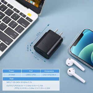 USB C Wall Charger, Excgood 25W Super Fast Charging Wall Charger Compatible for Galaxy S23 Ultra S22 S21 FE S20 A53 A23 A14 Z Flip4 Fold4 3, Note, Pixel 6 Pro 7 and More Type C Devices (2Pack)