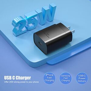 USB C Wall Charger, Excgood 25W Super Fast Charging Wall Charger Compatible for Galaxy S23 Ultra S22 S21 FE S20 A53 A23 A14 Z Flip4 Fold4 3, Note, Pixel 6 Pro 7 and More Type C Devices (2Pack)