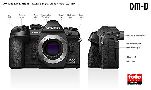 Olympus OM-D E-M1 Mark III Black Body with M.Zuiko Digital ED 12-40mm F2.8 PRO Lens (International Model)