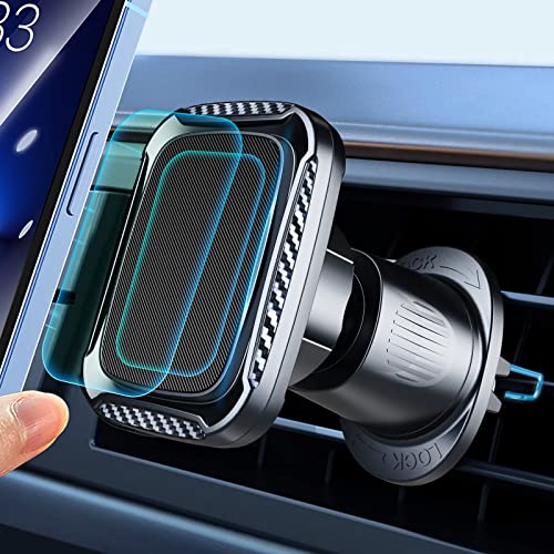 Magnetic Phone Holder for Car, Car Phone Holder Mount, Upgraded Metal Longer Hook Clip Fit More Vent Car Mount , Strong Magnets Phone Mount for Car Vent, for All Cell Phones Tablets Gifts for Men