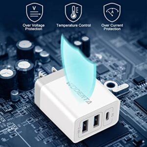 USB C Wall Charger, WODENTA 2Pack 32W 3Port Fast USBC Charger Block PD Power Adapter Type C Charging Brick Cube Plug for iPhone 14 13 12 Pro Max Mini 11 XS X 8, iPad, Samsung, Google, Tablet, Android