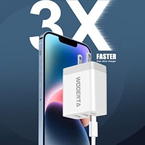 USB C Wall Charger, WODENTA 2Pack 32W 3Port Fast USBC Charger Block PD Power Adapter Type C Charging Brick Cube Plug for iPhone 14 13 12 Pro Max Mini 11 XS X 8, iPad, Samsung, Google, Tablet, Android