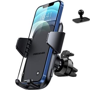unbreakcable car phone holder mount, air vent car phone mount [360 degree rotation] for apple iphone 14 13 12 11 pro max mini xr xs x se 8 7 6s 6 plus, galaxy s22 s21 s20 s10 s9, lg, sony, oneplus